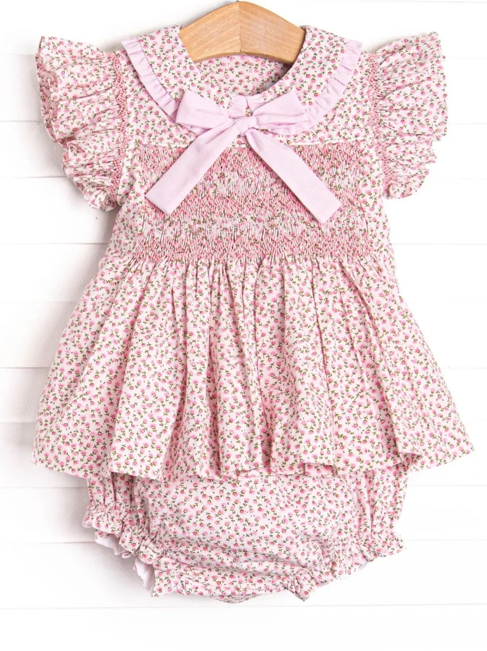 Bleu: Florence Smocked Diaper Set